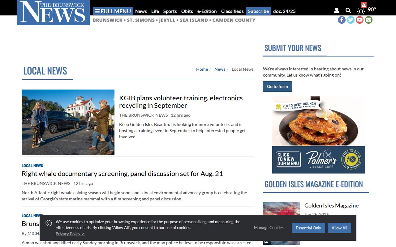 The Brunswick News local crime coverage section for Glynn County