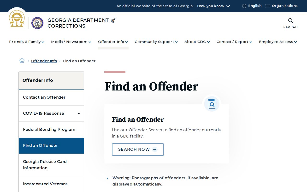 Georgia Department of Corrections offender search for Glynn County record access